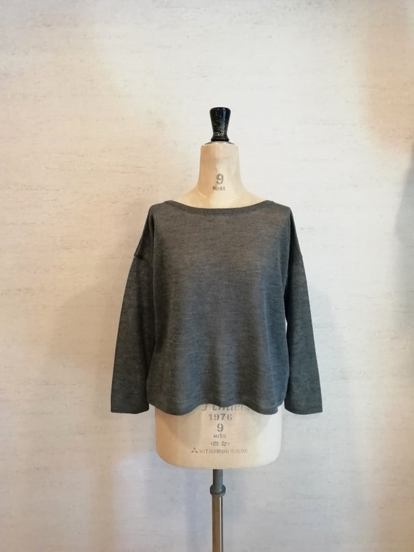 【特別提供品】リネン100％♡前後2WAYプルオーバー（01086）チャコール 2枚目の画像