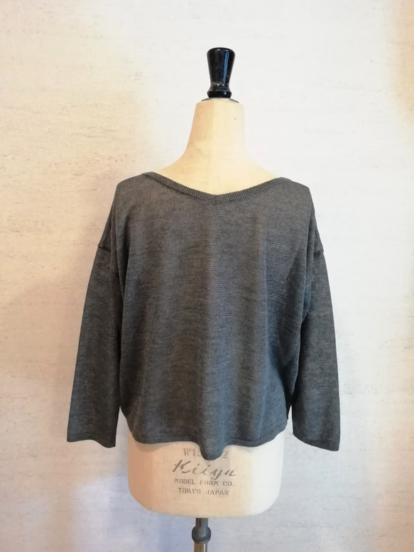 【特別提供品】リネン100％♡前後2WAYプルオーバー（01086）チャコール 7枚目の画像