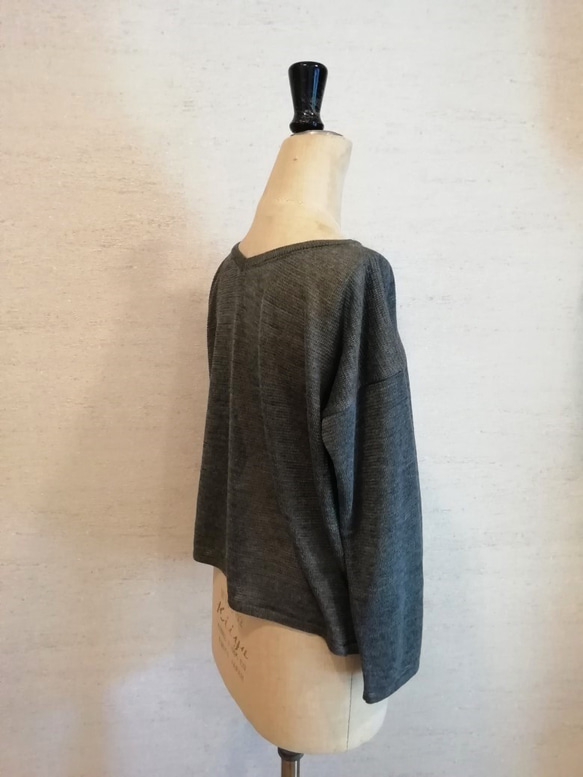 【特別提供品】リネン100％♡前後2WAYプルオーバー（01086）チャコール 6枚目の画像