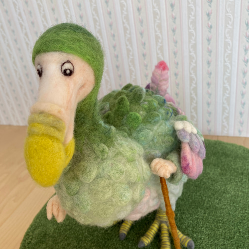 ドードー（サイズ小・グリーン）♡不思議の国のアリス 羊毛フェルト