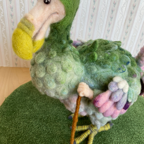 ドードー（サイズ小・グリーン）♡不思議の国のアリス 羊毛フェルト