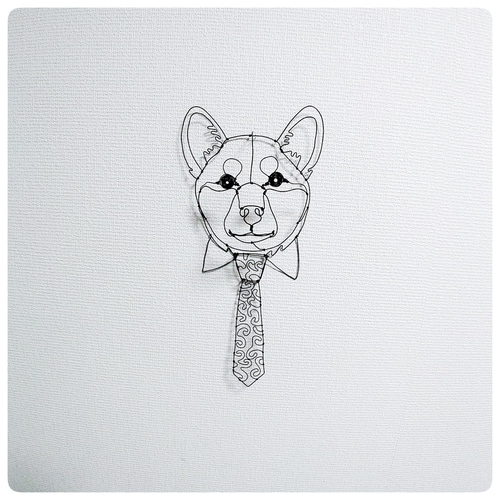 ワイヤークラフト アート 豆柴 柴犬 蝶 犬 壁掛け インテリア No1264