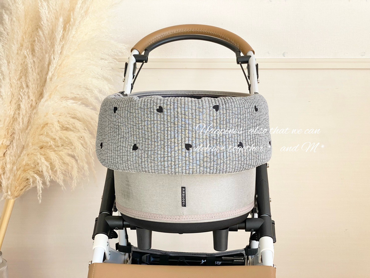 【新作】あごのせクッション　韓国生地⭐︎ヌビ⭐︎ハート刺繍グレー　キルティングNubi