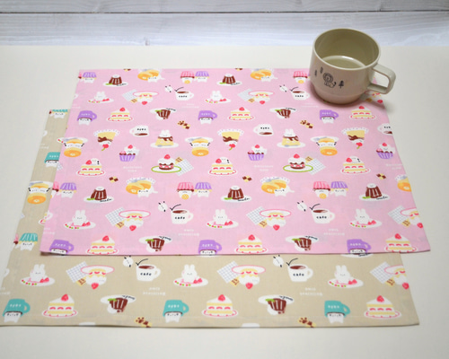30×40 ランチョンマット ゆるふわアニマル カフェ 女の子 かわいい