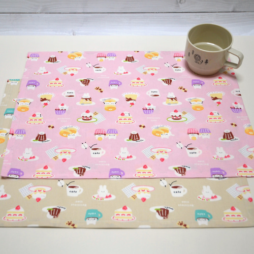 30×40 ランチョンマット ゆるふわアニマル カフェ 女の子 かわいい