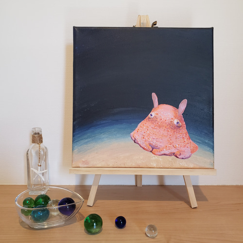 キャンバス原画/テクスチャアート 「深海のメンダコ」 絵画 スキマ工房