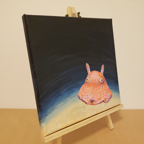 キャンバス原画/テクスチャアート 「深海のメンダコ」 絵画 スキマ工房