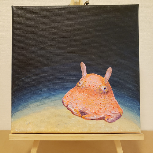 キャンバス原画/テクスチャアート 「深海のメンダコ」 絵画 スキマ工房