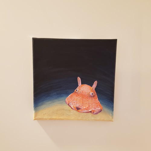 キャンバス原画/テクスチャアート 「深海のメンダコ」 絵画 スキマ工房