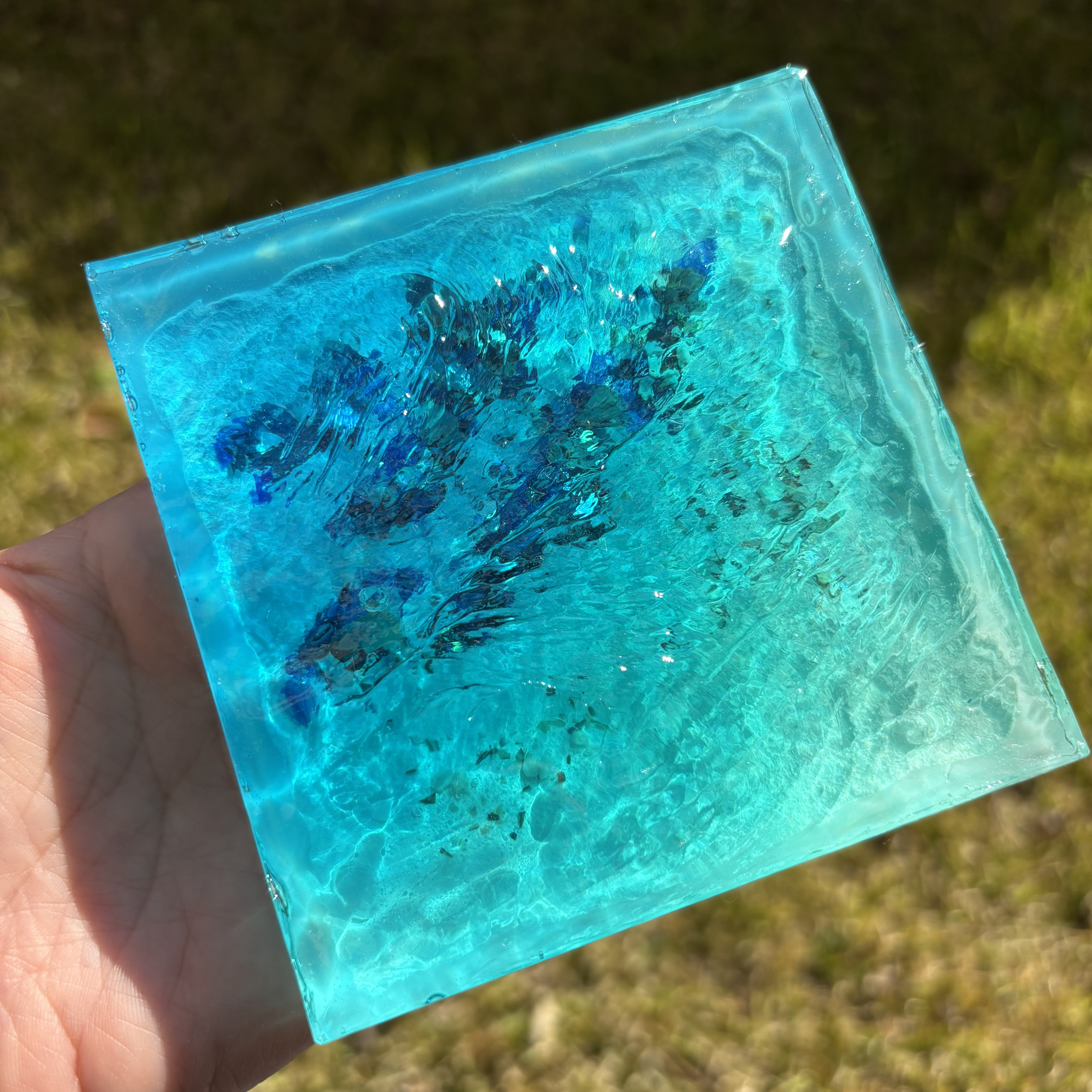 【波紋アート⑨】レジンアート／15cmスクエア／枠なし