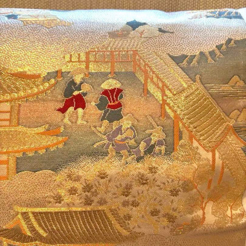 2446豪華刺繍の袋帯リメイク　正絹クッションカバー2枚セット40cm✖️40cm 2760豪華刺繍の袋帯リメイク 40cm角正絹クッションカバー