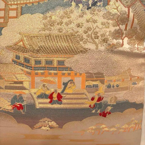 2760豪華刺繍の袋帯リメイク 40cm角正絹クッションカバー