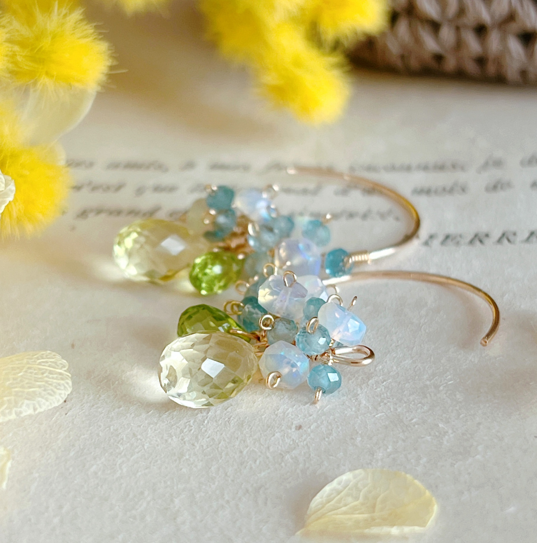 【14kgf】レモンクォーツ×ペリドット＊ピアス 4,900円