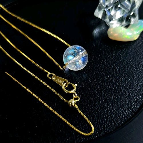 ✿最高級天然美品✿ホワイトラブラドライト虹のように輝くクォーツ9mm