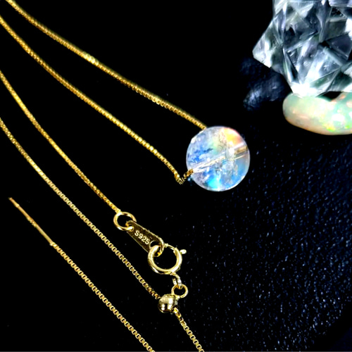 ✿最高級天然美品✿ホワイトラブラドライト虹のように輝くクォーツ9mm