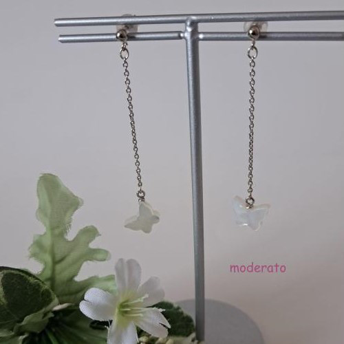 【Butterfly】蝶々型シェルピアス(チェーンタイプ)　MPE708
