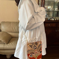 P19 ポケット代わりに！帯から作ったお洒落なスマホショルダー、携帯ポシェット 3枚目の画像