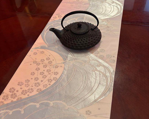 2991春のピンクグラデーション❗️正絹テーブルランナー 帯リメイク