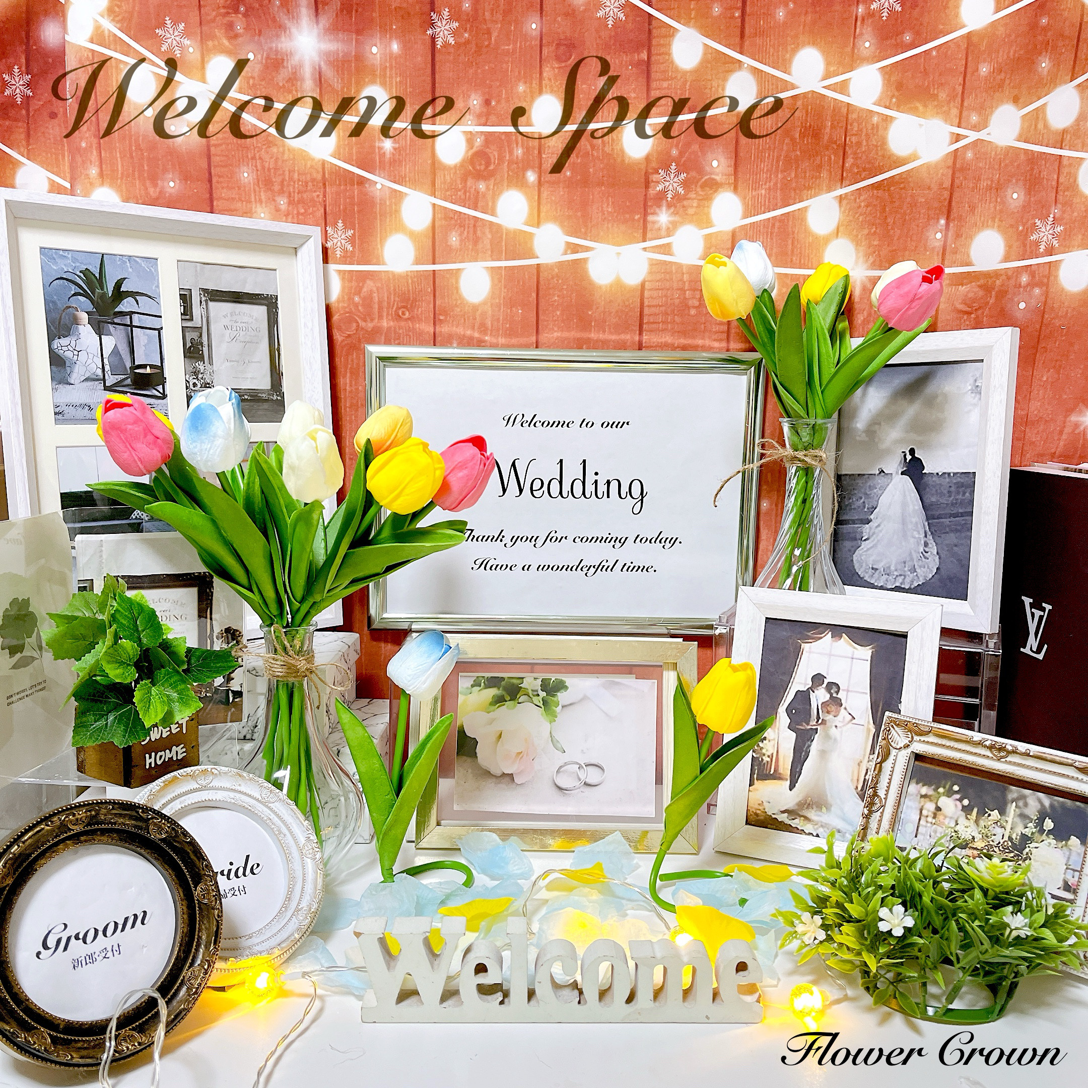 ウェルカムスペースセット 結婚式 まとめ売り ブライダル チューリップ 春婚 ウェルカムボード ウエディング