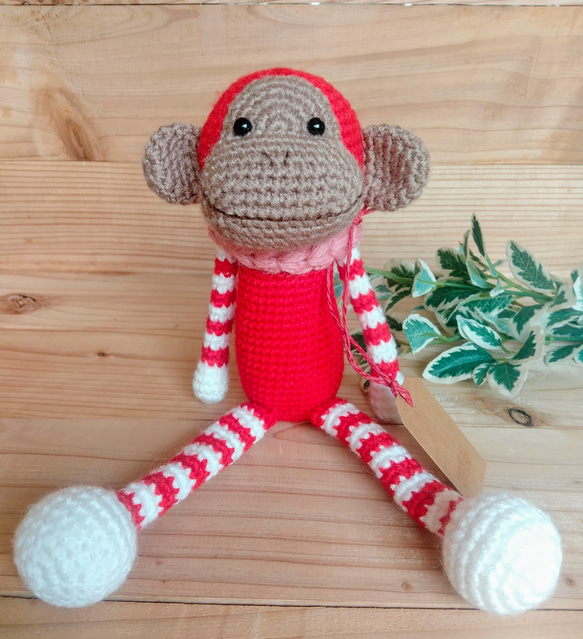 おさるさん編みぐるみ（赤） あみぐるみ sayaky's lab 通販 18988660