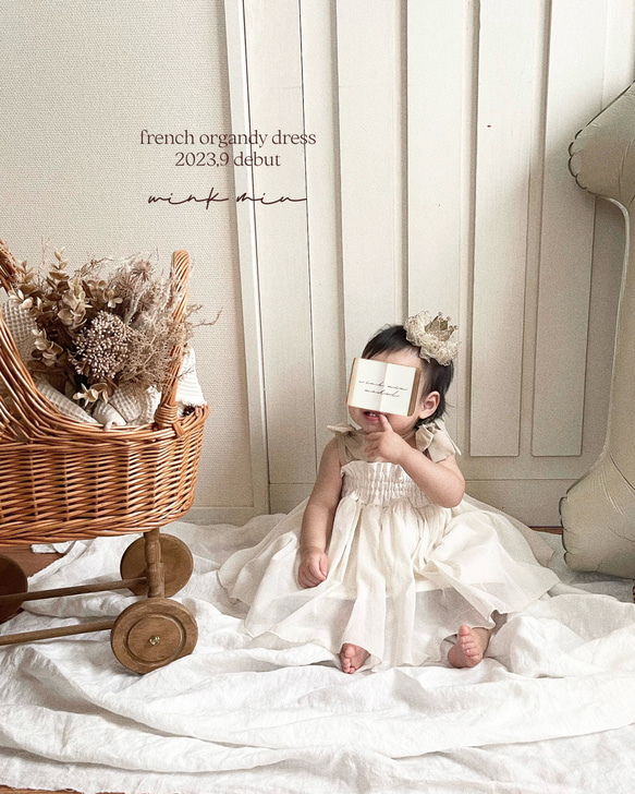 french organdy dress / オーガンジードレス《100日祝・お誕生日・バースデー・七五三》 1枚目の画像