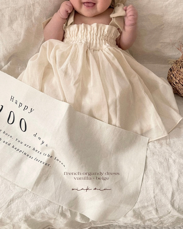 french organdy dress / オーガンジードレス《100日祝・お誕生日・バースデー・七五三》 5枚目の画像