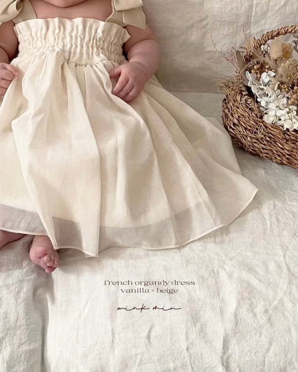 french organdy dress / オーガンジードレス《100日祝・お誕生日・バースデー・七五三》 6枚目の画像