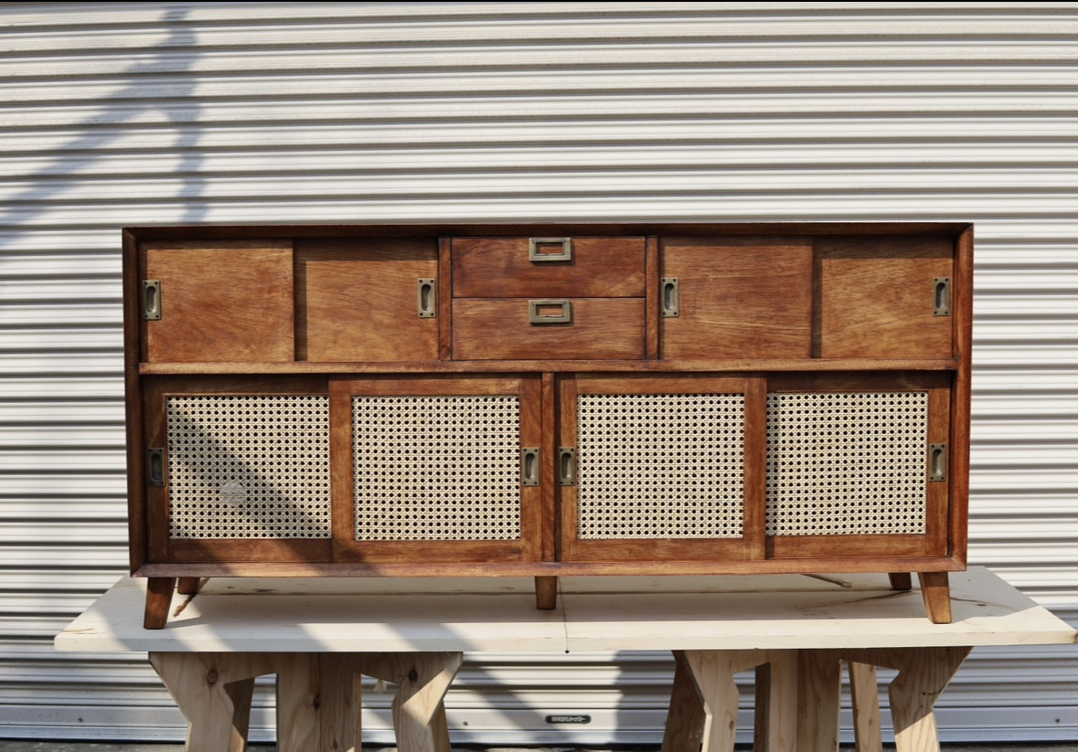 TV board テレビボード　キャビネット　※オーダー製作可能　ミッドセンチュリー　ラタン　ヴィンテージ