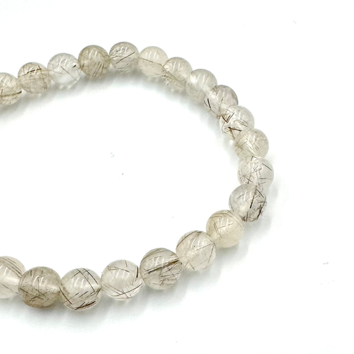 00448)シルバールチルクォーツ 6.5-7mm 天然石 ブレスレット（先行販売