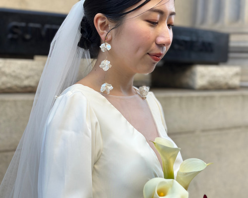 ゆらはなウェーブパール ブライダルピアス花嫁 お呼ばれ結婚式