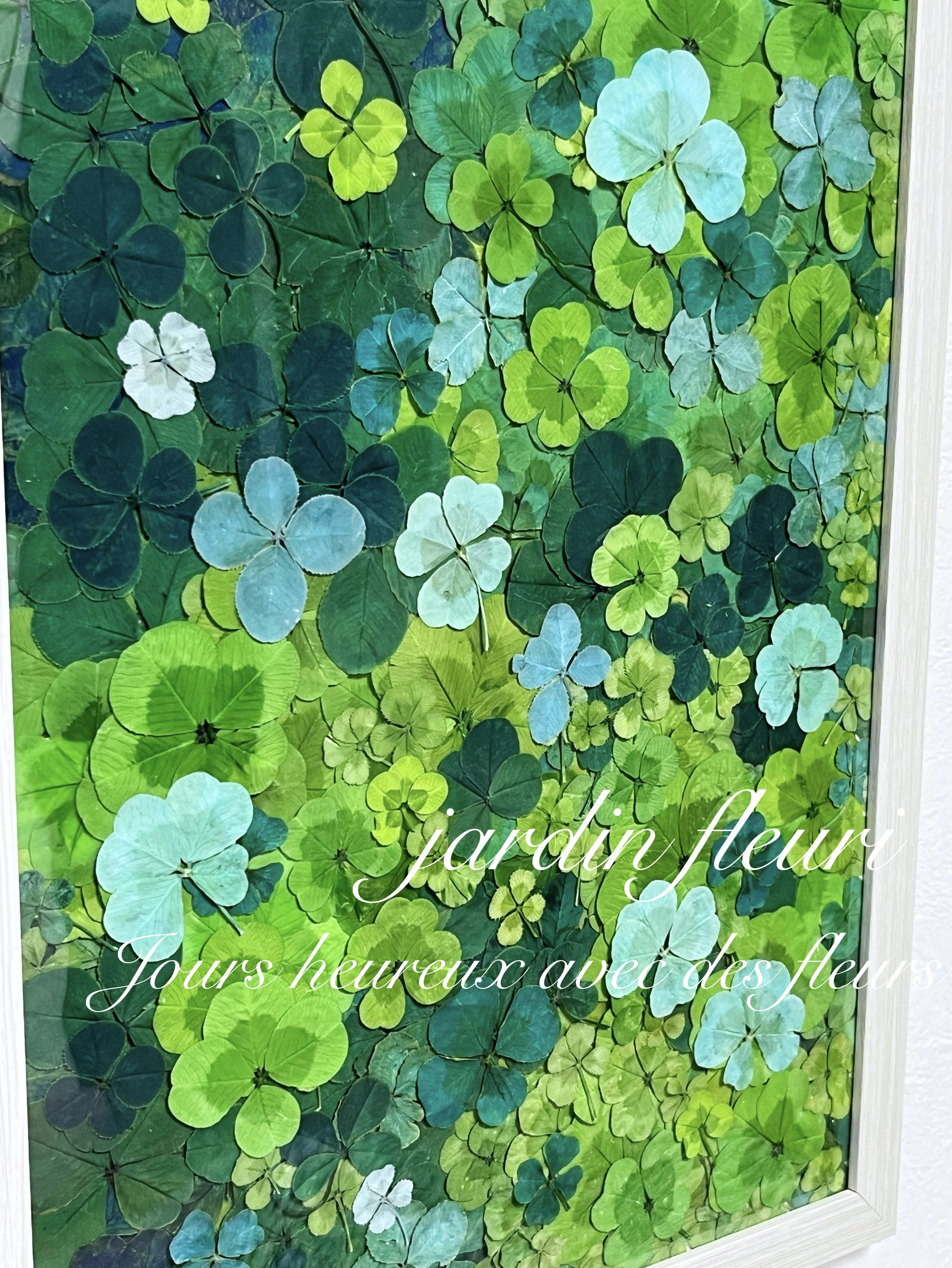 〜jardin fleuri〜本物のクローバーのプリザアレンジ/四つ葉のクローバーの写真たて