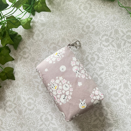 立体ポケットティッシュケース うさぎ花柄 ナスカン付 ポータブル