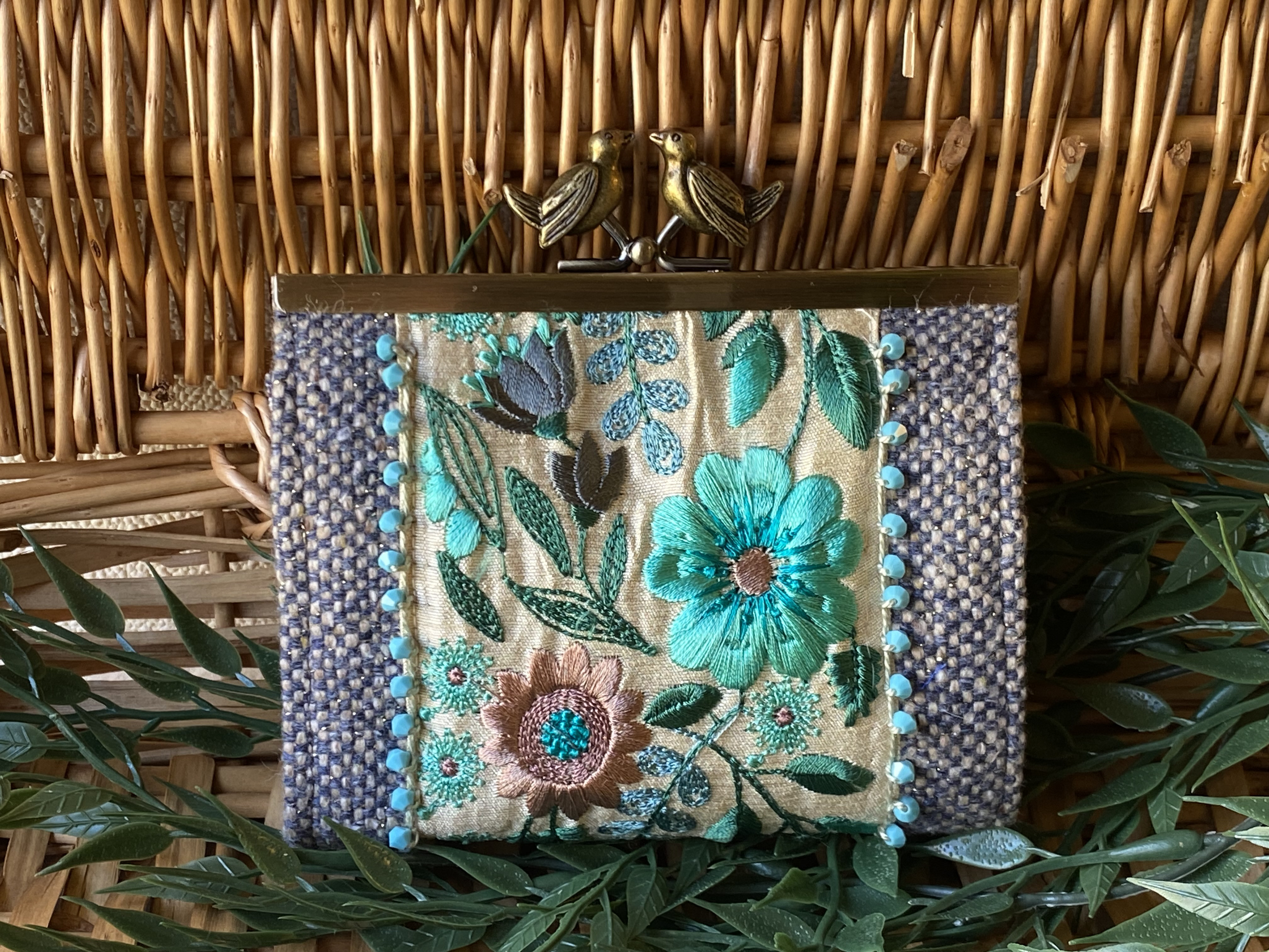 小鳥がま口ミニ財布