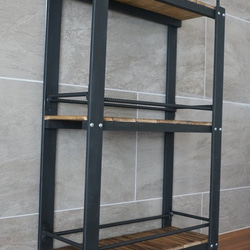 宮崎の桧香る　ウイスキーラック アイアン×木製 ボトルラック グラススタンド 酒棚 バーインテリア おしゃれ 男前雑貨 6枚目の画像