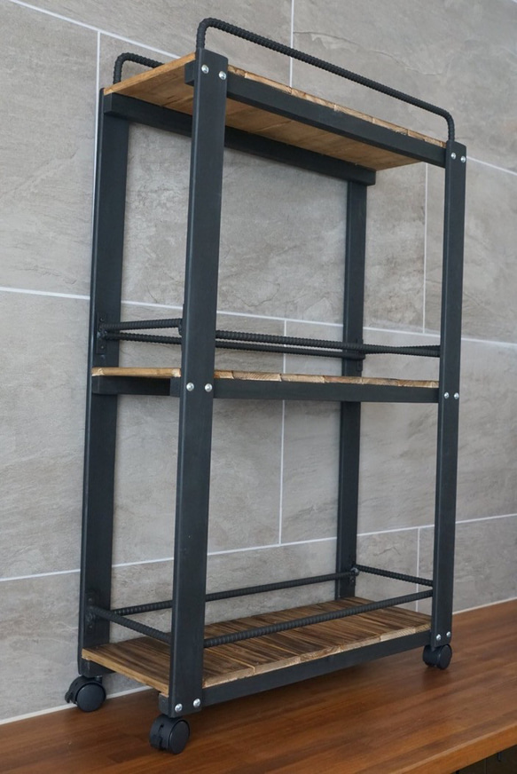 宮崎の桧香る　ウイスキーラック アイアン×木製 ボトルラック グラススタンド 酒棚 バーインテリア おしゃれ 男前雑貨 6枚目の画像