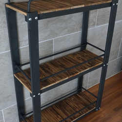 宮崎の桧香る　ウイスキーラック アイアン×木製 ボトルラック グラススタンド 酒棚 バーインテリア おしゃれ 男前雑貨 4枚目の画像