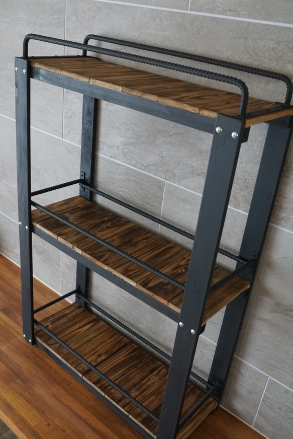 宮崎の桧香る　ウイスキーラック アイアン×木製 ボトルラック グラススタンド 酒棚 バーインテリア おしゃれ 男前雑貨 8枚目の画像