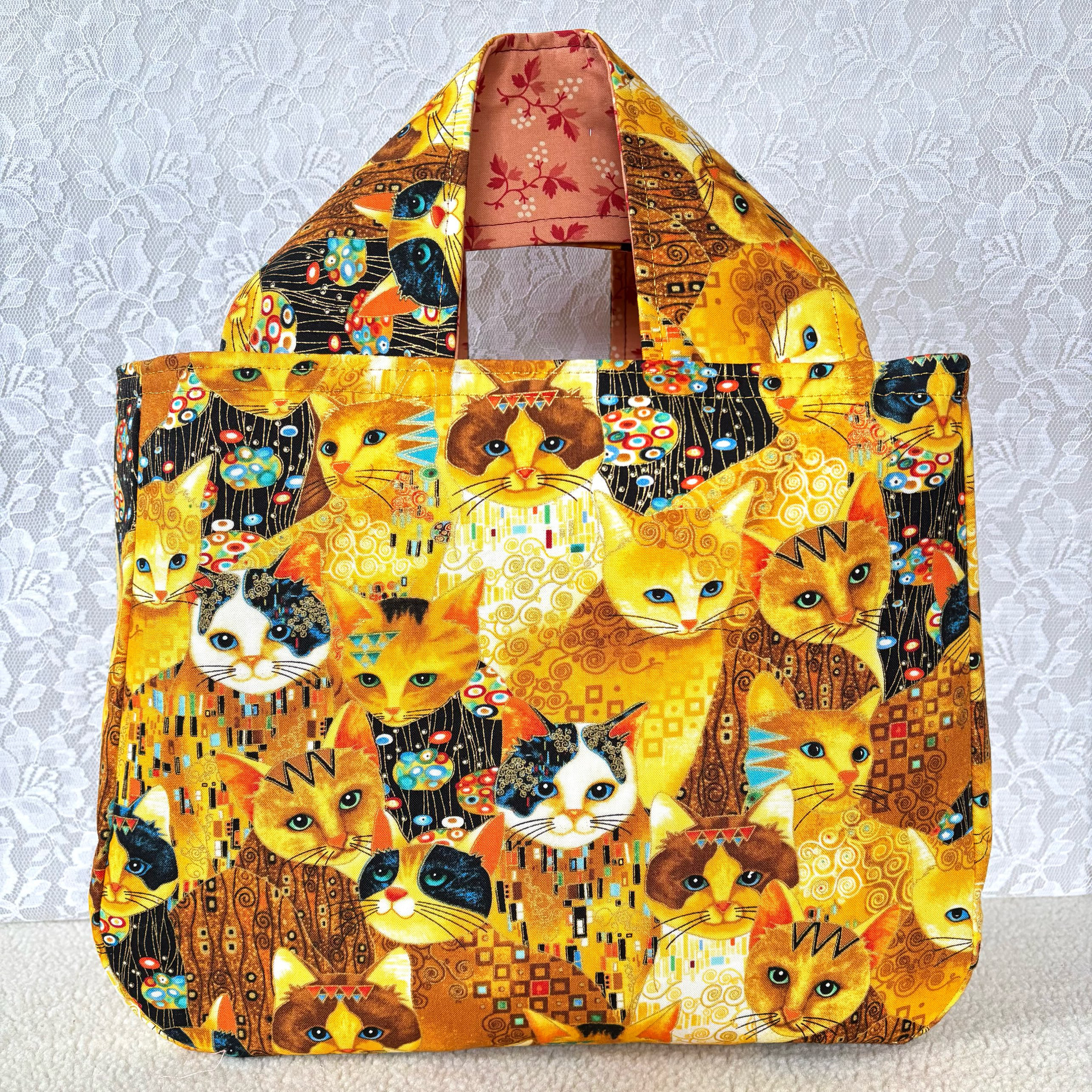 クリムト風猫　お買い物バッグ(大)