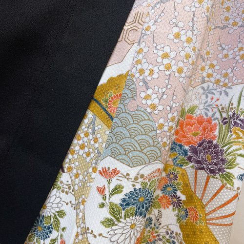 素材で魅せる 留袖 巻きスカート ロングスカート 着物リメイク 正絹