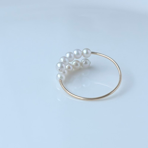 あこやベビーパールリング｜14kgf金属アレルギー対応｜上品に輝く10粒