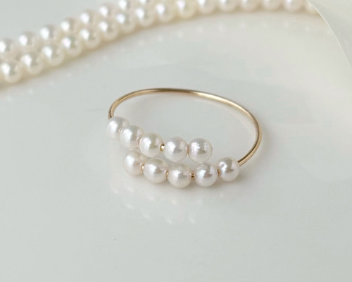 コンクパール&あこやベビーパールハフエタリング Pt900 コンクパール