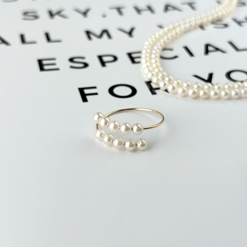 Dトール様☆ オーダー　あこやベビーパールリング　14kgf あこやベビーパールリング｜14kgf金属アレルギー対応｜上品に輝く10粒