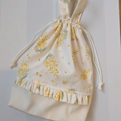 送料無料 入園入学3点セット ギンガムチェックブルーフリル 上靴いれ