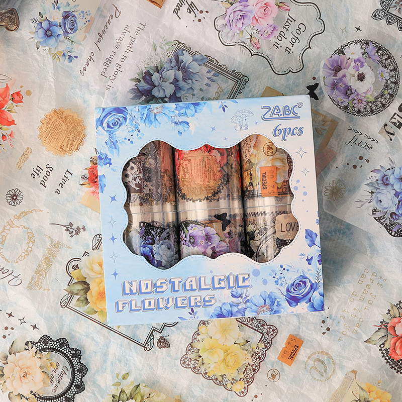 ロールシール 懐かしい花 6種類各2m コラージュ 素材