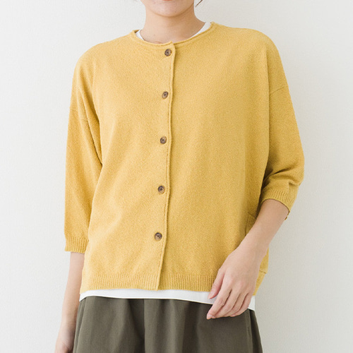 30％OFF】強撚糸 ループヤーン サイドポケット2WAY 7分袖 ニット  