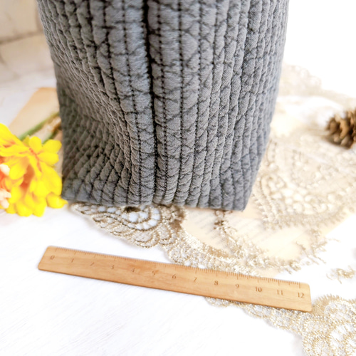 インド刺繍リボン×ヌビ トートバッグ グレー×グリーン トートバッグ