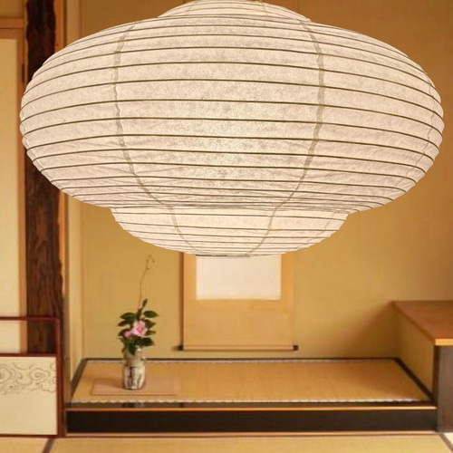 大量入荷 岐阜径55㎝和紙提灯中雲型照明ペンダント1灯 その他素材 けん シーリングライト・天井照明