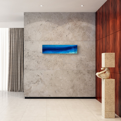 現品在庫有り 壁飾りアートパネル 100cm×25cm白砂紋とディープブルー