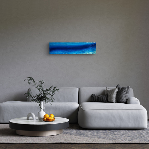 壁飾り アートパネル 100cm×25cm 青い海 現品在庫有り 壁飾りアートパネル 100cm×25cm白砂紋とディープブルー