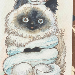 猫イラスト「寝っころがるグリコ」原画 | iichi 日々の暮らしを